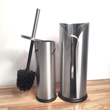 Imagem de Escova Sanitaria e Porta Papel Higienico Suporte Inox Preto