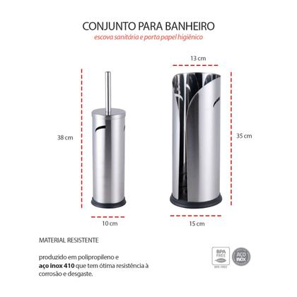 Imagem de Escova Sanitaria e Porta Papel Higienico Suporte Inox Preto