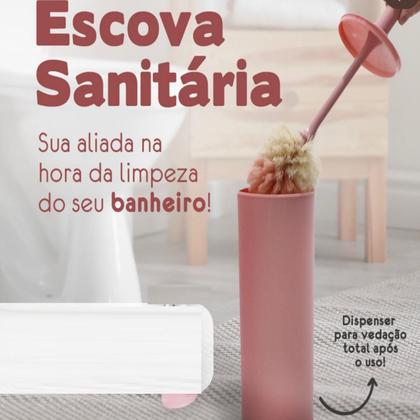 Imagem de Escova Sanitária Para Vaso Sanitário Com Suporte Rosa