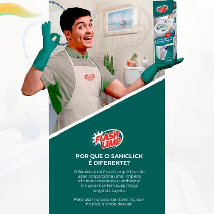 Imagem de Escova Sanitaria Saniclick para Vaso Sanitario de Banheiro Com 10 Refis Flash Limp BAN2659