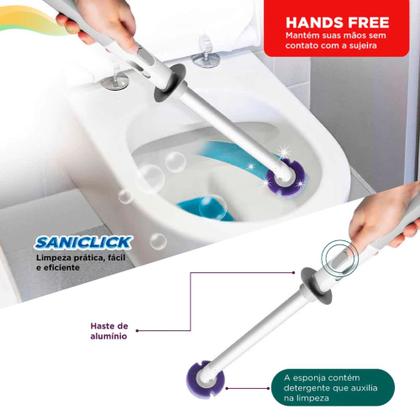 Imagem de Escova Sanitaria Saniclick para Vaso Sanitario de Banheiro Com 10 Refis Flash Limp BAN2659