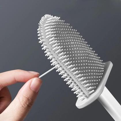 Imagem de Escova Sanitária Silicone Banheiro Com Suporte De Parede