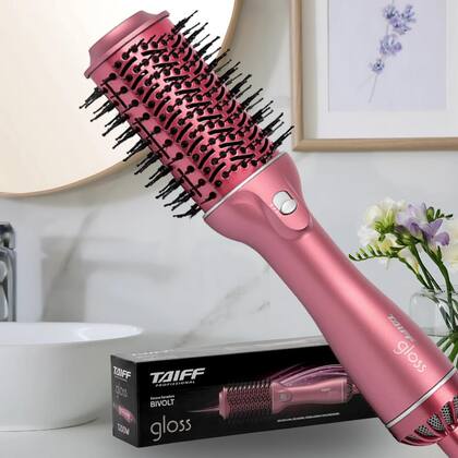 Imagem de Escova Secadora 3 em 1 1200w Taiff Gloss Bivolt Rose Potente Brilho Design Oval Excelência Anti Frizz