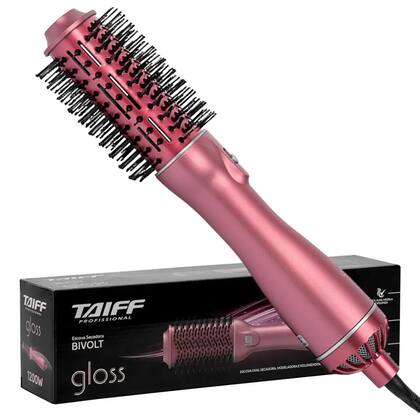 Imagem de Escova Secadora 3 em 1 1200w Taiff Gloss Bivolt Rose Potente Brilho Design Oval Excelência Anti Frizz
