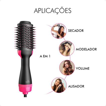Imagem de Escova Secadora Alisador Elétrica Quente Cabelo Com 3 Em1 Hair Styler
