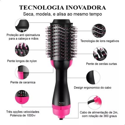 Imagem de Escova Secadora Alisadora Modeladora 1000w Uso Profissional