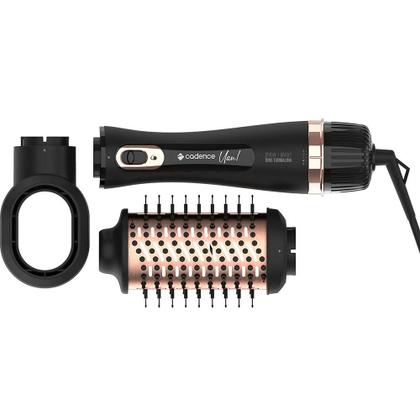 Imagem de Escova Secadora Alisadora Modeladora e Bocal Secador Cadence Preto e Rose ESC800 Bivolt 1200w 110v/220v