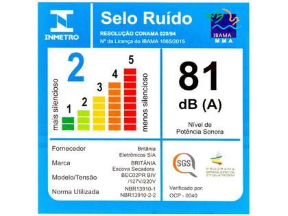 Escova Secadora Britânia BEC02PR 1300W - 2 Velocidades Cerâmica Imagem de Escova Secadora Britânia BEC02PR 1300W