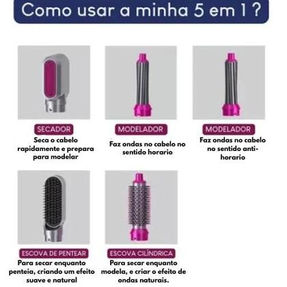 Imagem de Escova Secadora De Cabelo Pente Modelador 5 em 1