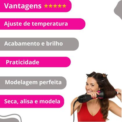 Imagem de Escova Secadora de Cabelos 1200W Para Todos os Tipos de Textura 110V