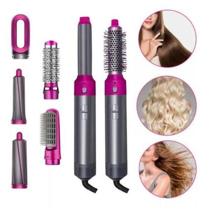 Imagem de Escova Secadora Elétrica 5 em 1 Modeladora Escova Secador De Cabelo Alisadora Para Penteado Feminino Eletrico 110v