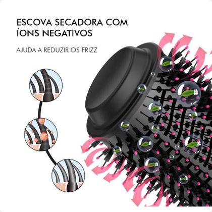 Imagem de Escova Secadora Profissional Seca Alisa E Modela Cabelo Com Cabo
