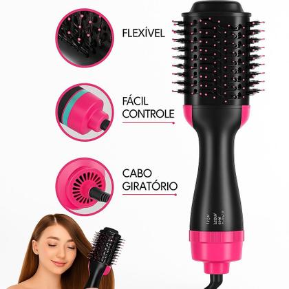 Imagem de Escova Secadora Profissional Seca Alisa E Modela Cabelo Com Cabo