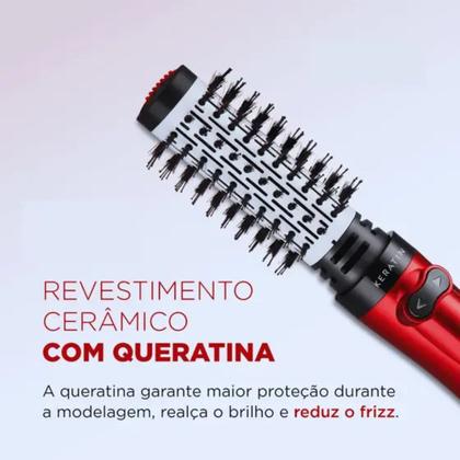 Imagem de Escova Secadora Rotativa Mondial ER11 Red Infinity Keratin 3 em 1 1000W Cabo 360 Vermelha - 110V