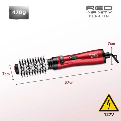 Imagem de Escova Secadora Rotativa Mondial ER11 Red Infinity Keratin 3 em 1 1000W Cabo 360 Vermelha - 110V