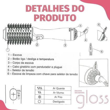 Imagem de Escova Secadora Taiff Gloss, 1200W, Rosê Bivolt com NF e Garantia