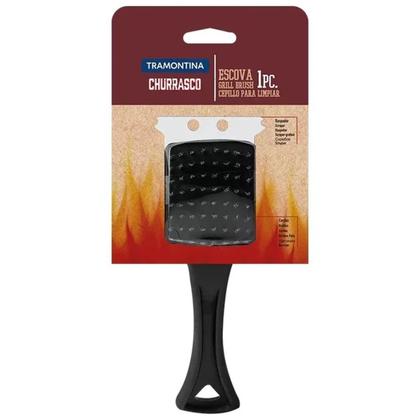 Imagem de Escova Tramontina Churrasco com Cerdas em Aço Inox e Cabo de Polipropileno Preto 21,6 cm - 26460100