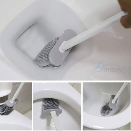 Imagem de Escova Vaso Sanitário Silicone Com Base Para Banheiro E Cabo