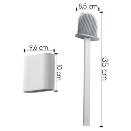 Imagem de Escova Vaso Sanitário Silicone Com Base Para Banheiro E Cabo