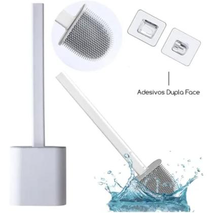 Imagem de Escova Vaso Sanitário Silicone Com Base Para Banheiro E Cabo