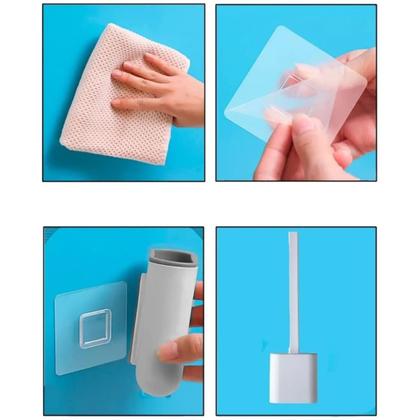Imagem de Escova Vaso Sanitário Silicone Com Base Para Banheiro E Cabo