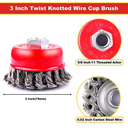 Imagem de Escova Wire Cup LSTOPGO, pacote com 5 polegadas de 3 polegadas para rebarbadora de 4,5 polegadas