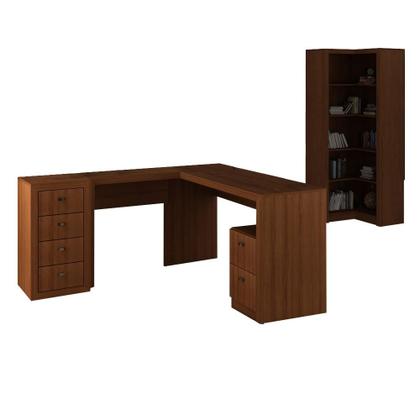 Imagem de Escritório com Mesa para Computador e Armário Canto Amendoa - FdECOR