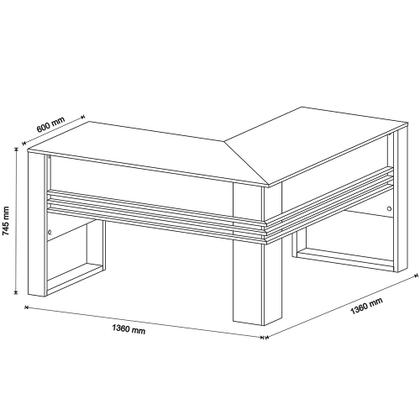 Imagem de Escritório Completo com Mesa Angular Armário Alto Balcão e Gaveteiro Moon MDP Branco G69 - Gran Belo