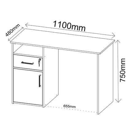 Imagem de Escrivaninha 1 Porta 1 Gaveta com Nicho Hall Artany
