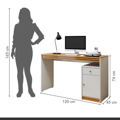 Imagem de Escrivaninha 120cm 1 Porta 1 Gaveta 100% MDF Madrid