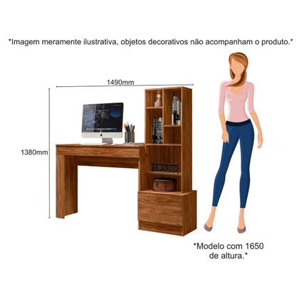Imagem de Escrivaninha 150cm MDF com Gaveta Mesa Home Office Quarto Computador Estudo Organizador Moderna