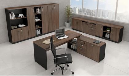 Imagem de Escrivaninha 1,70 x 1,60 Web40 c/ Balcão 1pt 3gv Ameixa/Pto