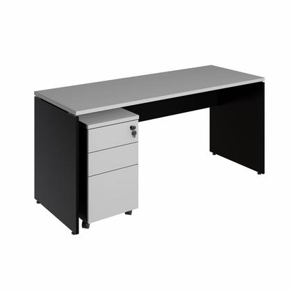 Imagem de Escrivaninha 180cm x 70cm Pé Painel Gaveteiro 3 Gavetas F5