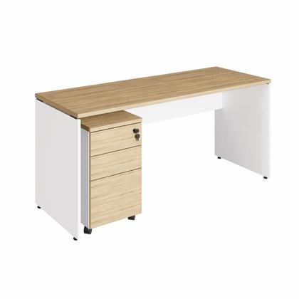 Imagem de Escrivaninha 180cm x 70cm Pé Painel Gaveteiro 3 Gavetas F5