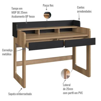 Imagem de Escrivaninha 2 Gavetas 128cm Home Office Workflow Naturart