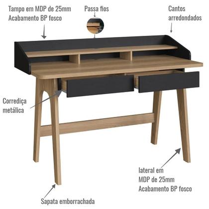 Imagem de Escrivaninha 2 Gavetas E Armario 27999x27996 Hanover Nero Artesano Hanover Nero