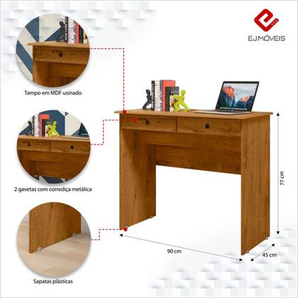 Imagem de Escrivaninha 2 Gavetas Funcional Freijó - EJ Móveis
