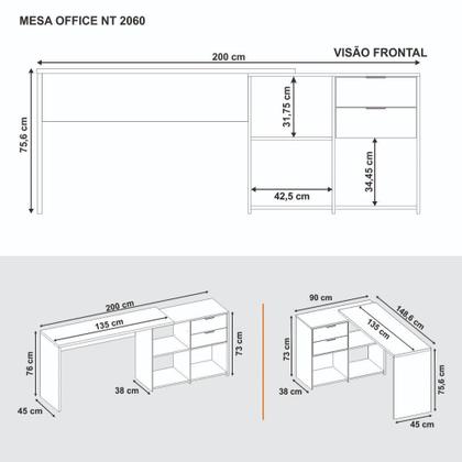 Imagem de Escrivaninha 2 Gavetas NT2060 Notável