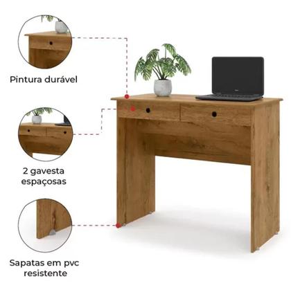 Imagem de Escrivaninha 2 Gavetas Para Escritório - Freijo - EJ Móveis