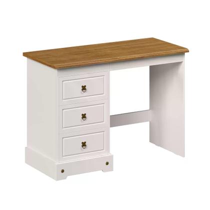 Imagem de Escrivaninha 3 Gavetas com Tampo em Madeira Maciça Smile Creme/Carvalho