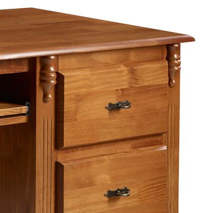 Imagem de Escrivaninha 3 Gavetas Suporte para Teclado Divisor de Ambiente 50605 Linz Moveis - Imbuia Glazer