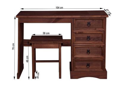 Imagem de Escrivaninha 4 Gavetas com Banqueta 100%Madeira Maciça Acapulco