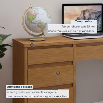 Imagem de Escrivaninha 5 Gavetas 100% MDF Berlim Yescasa