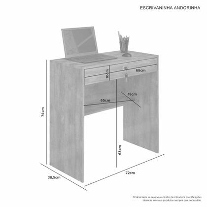 Imagem de Escrivaninha 72cm 1 Gaveta com Chave Andorinha