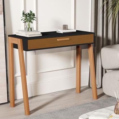 Imagem de Escrivaninha, Aparador e Penteadeira Manaus Pés Madeira Cor Preto / Nature - JM Casa dos móveis