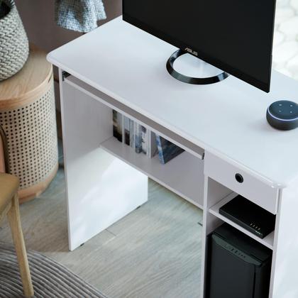 Imagem de Escrivaninha Bancada para Notebook Quarto Mesa de Computador Home Office Estudo Estação de Trabalho com 1 Gaveta Viena Branco