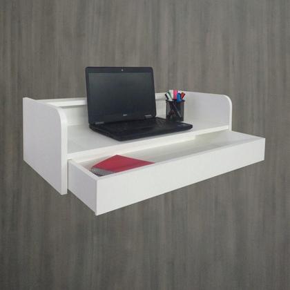 Imagem de Escrivaninha Bancada Suspensa com Gaveta Mesa Notebook Branco