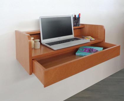 Imagem de Escrivaninha Bancada Suspensa com Gaveta Mesa Notebook Madeira Natural