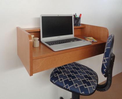 Imagem de Escrivaninha Bancada Suspensa com Gaveta Mesa Notebook Madeira Natural
