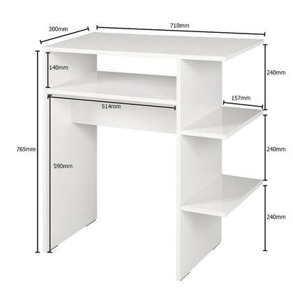 Imagem de Escrivaninha Branca Madeira MDF Compacta Mesa C/ Prateleiras